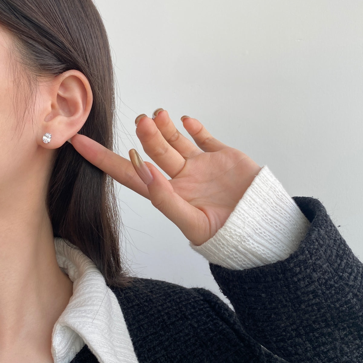 [Lumi Jewelry]Oval Classic Dignified Elegant Earrings