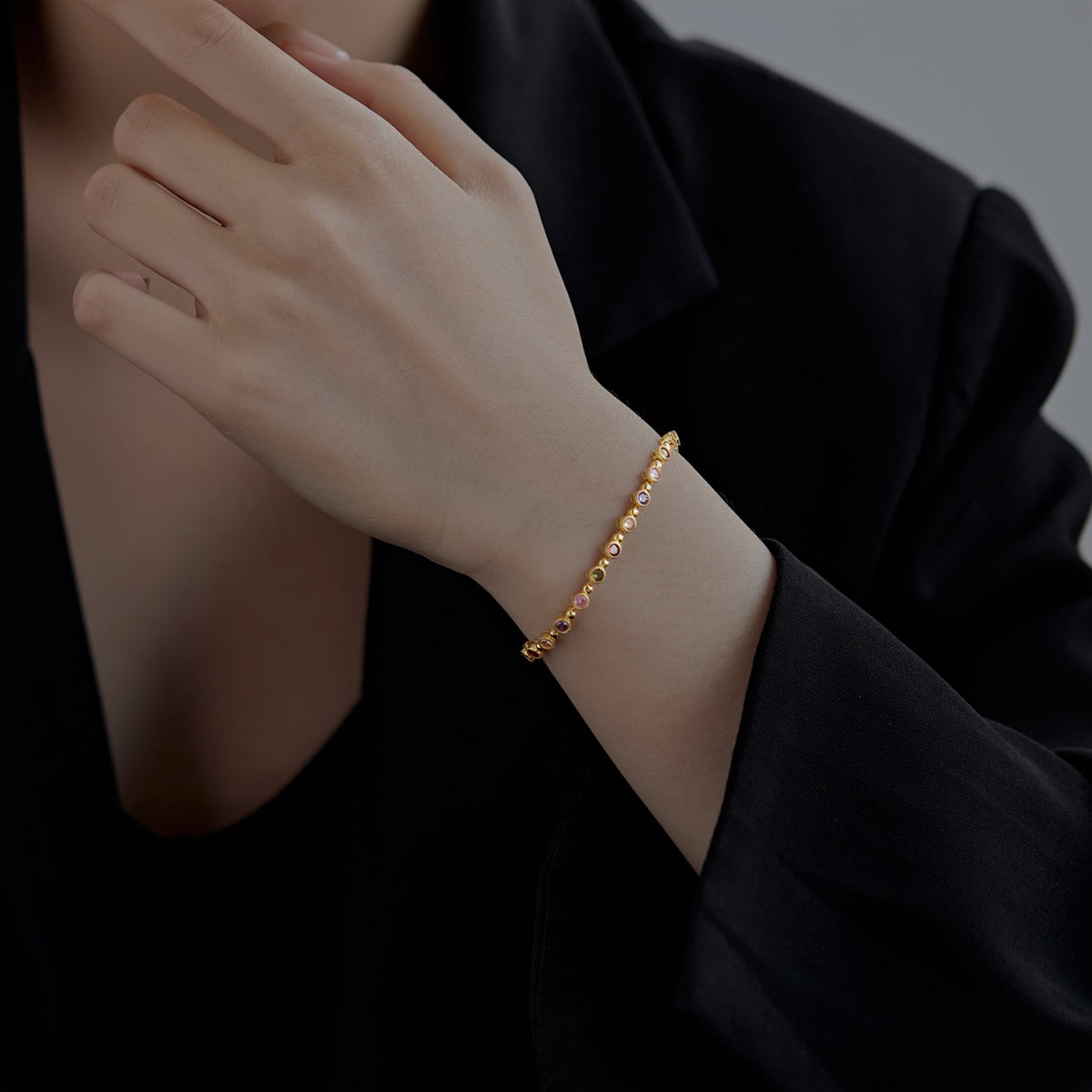 [Lumi Jewelry]Sparkling Exquisite Round Cut Party Bracelet