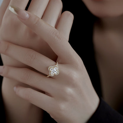 [Lumi Jewelry]Luxurious Eternity Flower Shape Banquet Ring