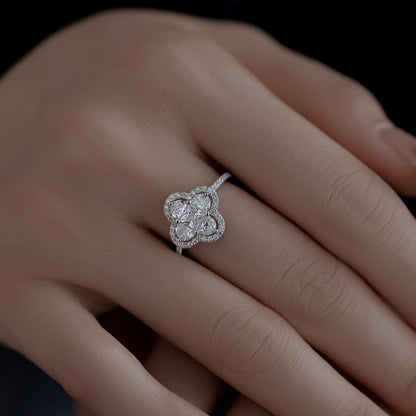 [Lumi Jewelry]Luxurious Eternity Flower Shape Banquet Ring