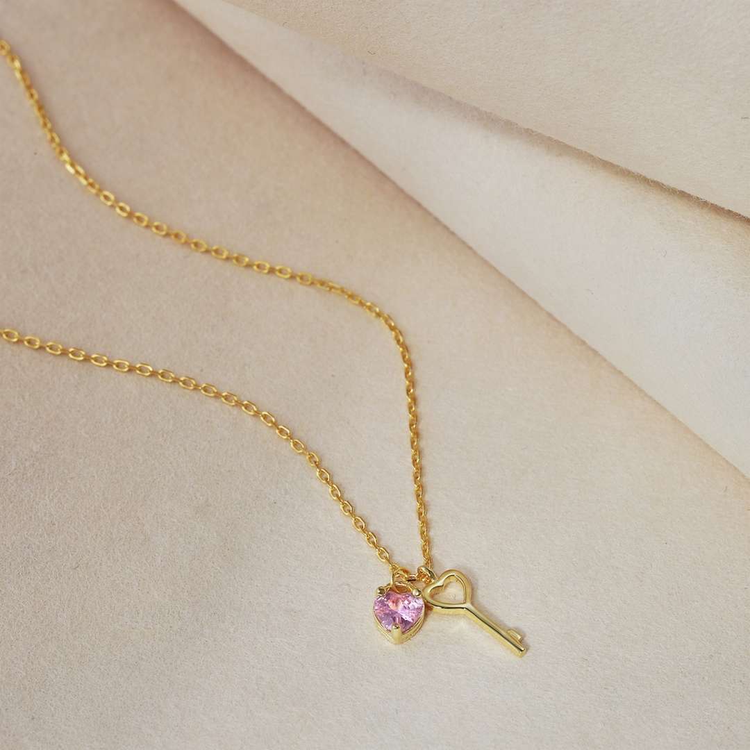 [Lumi Jewelry]Unique Heart Shape Key Pendent Necklace