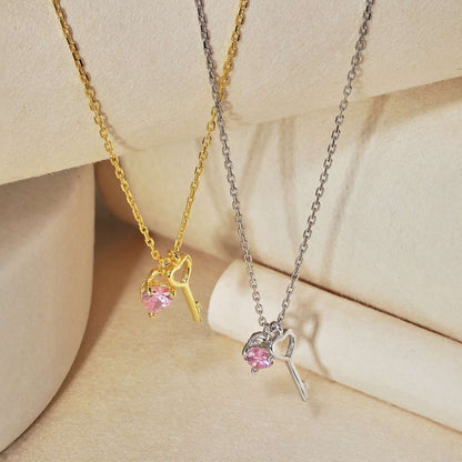 [Lumi Jewelry]Unique Heart Shape Key Pendent Necklace
