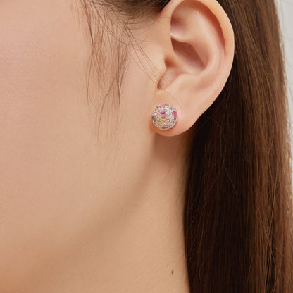 [Lumi Jewelry]Ornate Colorful Octagon Shape Daily Earrings