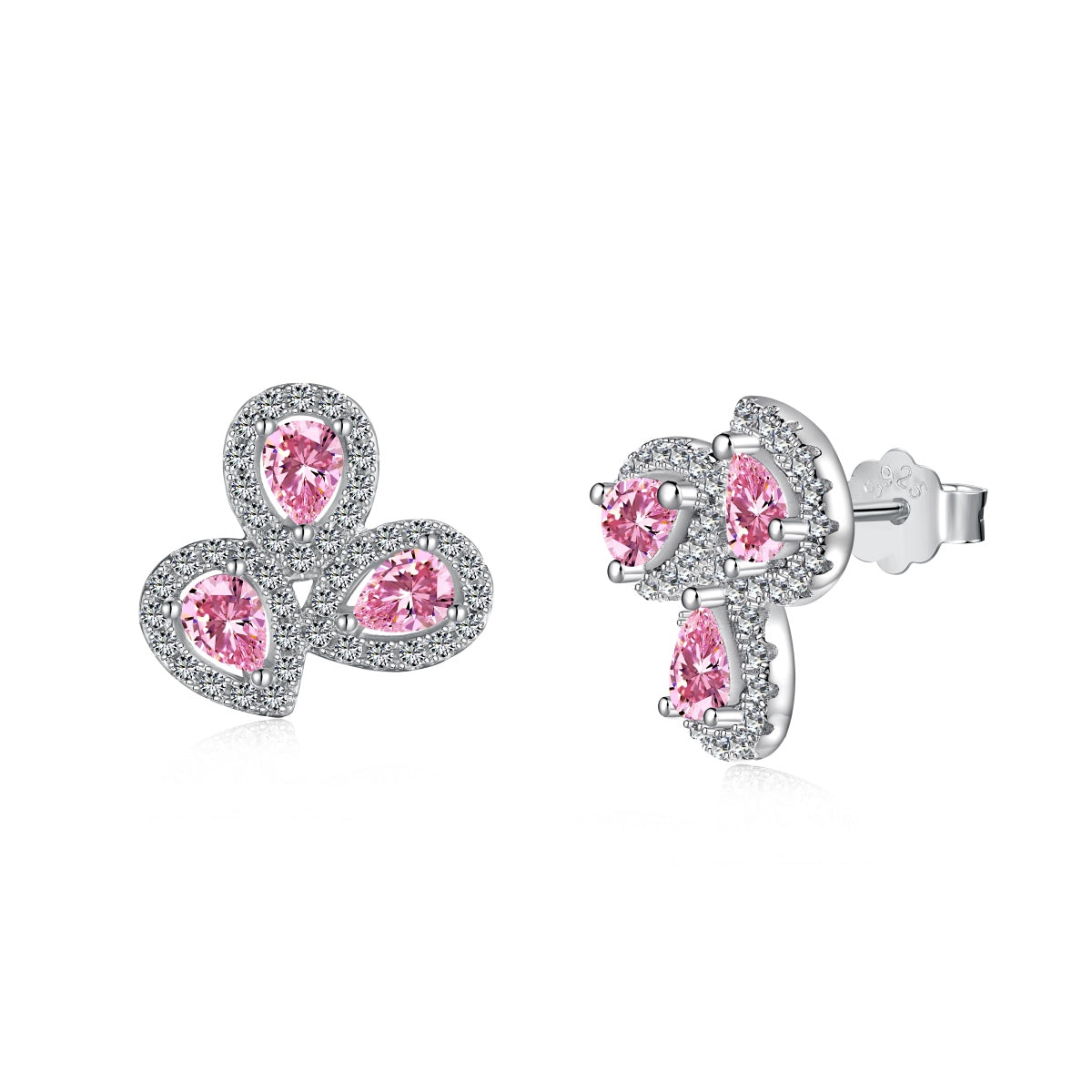 [Lumi Jewelry]Ornate Flower Shape Pear Cut Lover Earrings