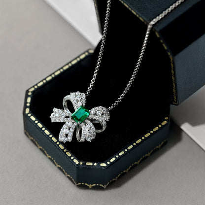 [Lumi Jewelry]Luxurious Flower Shape Emerald Cut Necklace