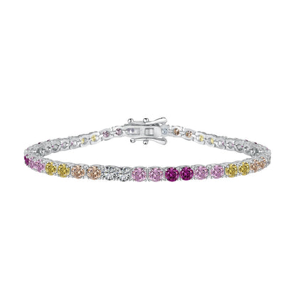 [Lumi Jewelry]Radiant Colorful Round Cut Tennis Bracelet
