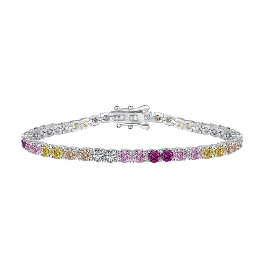 [Lumi Jewelry]Radiant Colorful Round Cut Tennis Bracelet