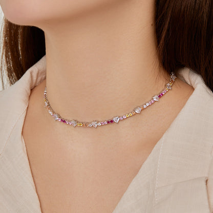 [Lumi Jewelry]Delicate Colorful Rainbow Tennis Chain