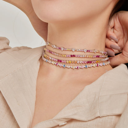 [Lumi Jewelry]Delicate Colorful Rainbow Tennis Chain