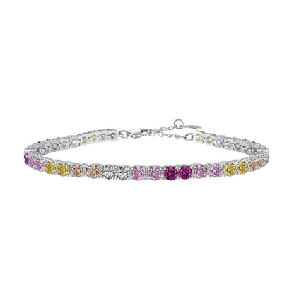 [Lumi Jewelry]Radiant Colorful Round Cut Tennis Bracelet
