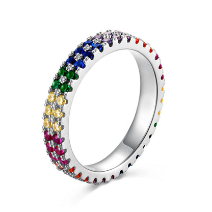 [Lumi Jewelry]Unique Colorful Round Cut Tennis Ring