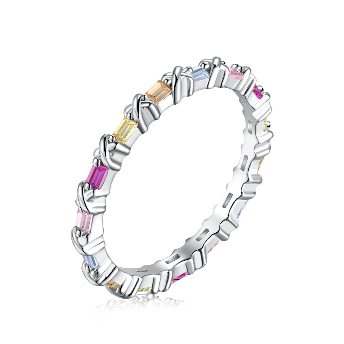 [Lumi Jewelry]Charming Colorful Round Cut Daily Ring