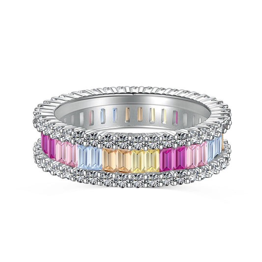 [Lumi Jewelry]Dainty Kaleidoscopic Emerald Cut Daily Ring