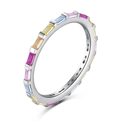[Lumi Jewelry]Exquisite Multicolored Emerald Cut Daily Ring