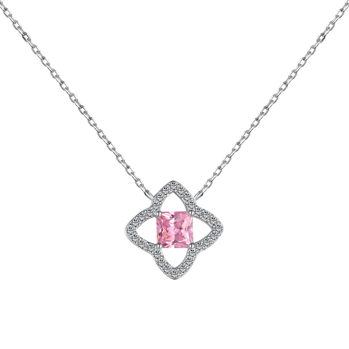 [Lumi Jewelry]Exquisite Flower Shape Princess Cut Necklace