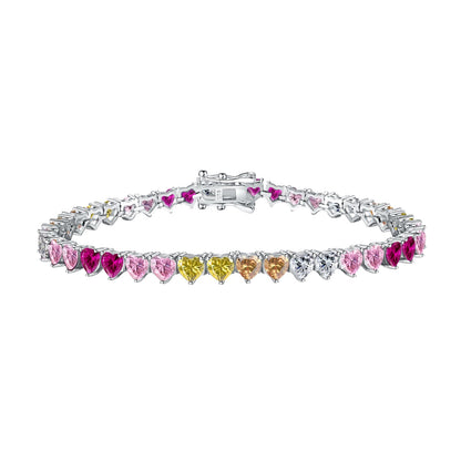 [Lumi Jewelry]Luxurious Colorful Romantic Heart Shape Lover Bracelet