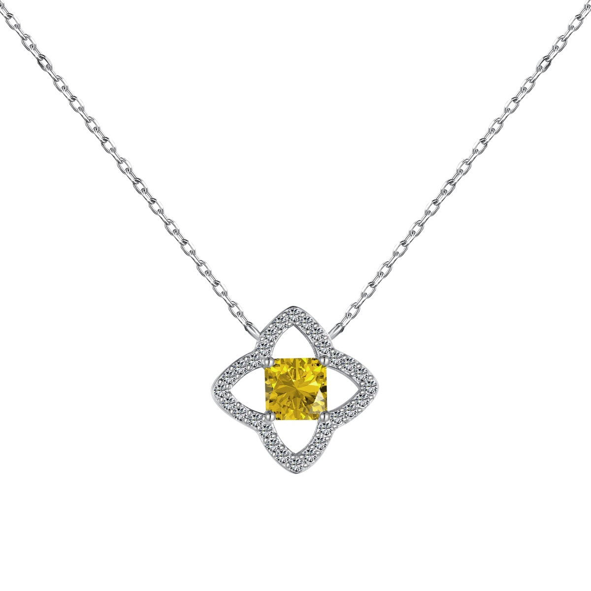 [Lumi Jewelry]Exquisite Flower Shape Princess Cut Necklace