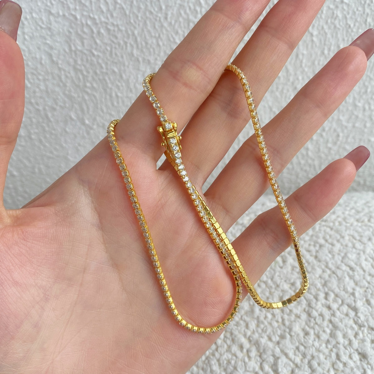 [Lumi Jewelry]Delicate Round Shape Tennis Necklace