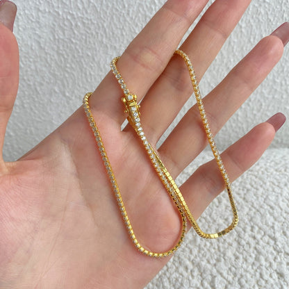[Lumi Jewelry]Delicate Round Shape Tennis Necklace