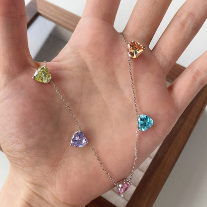 [Lumi Jewelry]Sparkling Colorful Heart Cut Necklace