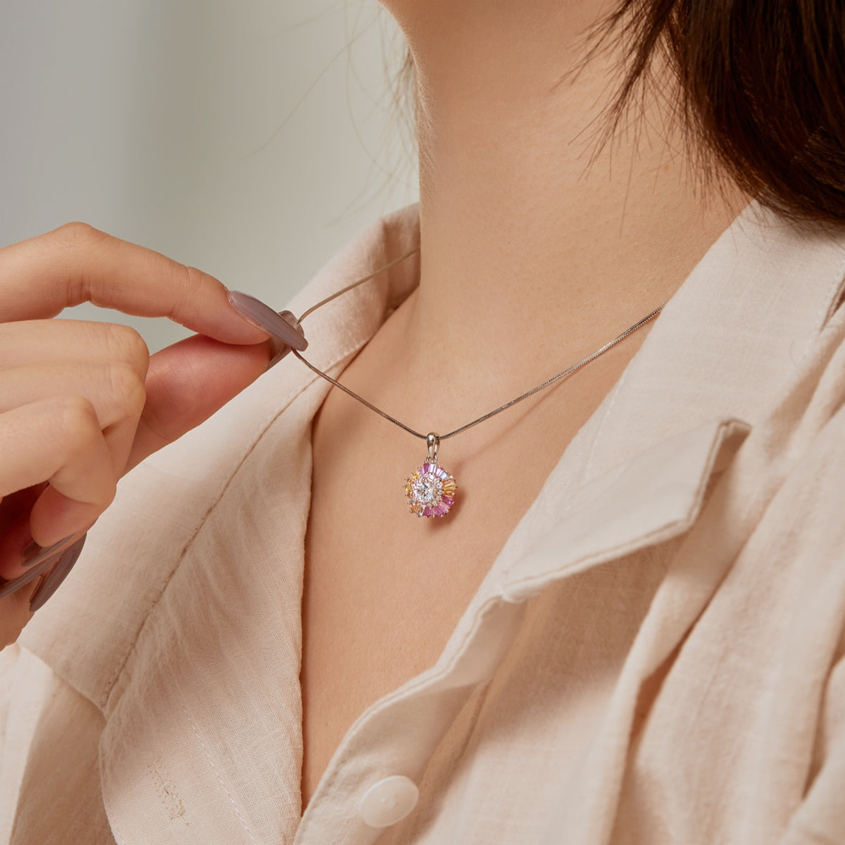 [Lumi Jewelry]Charming Flower Colorful Necklace