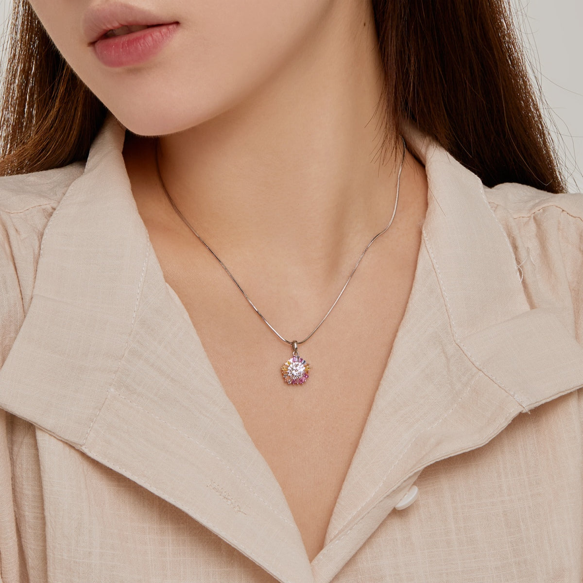 [Lumi Jewelry]Charming Flower Colorful Necklace