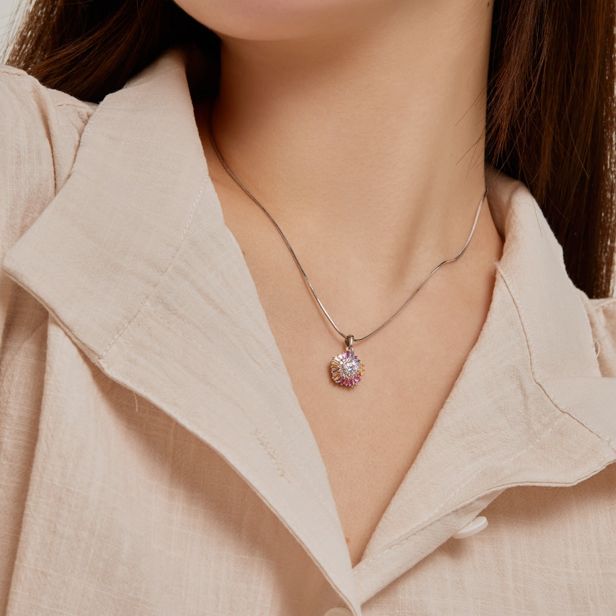 [Lumi Jewelry]Charming Flower Colorful Necklace