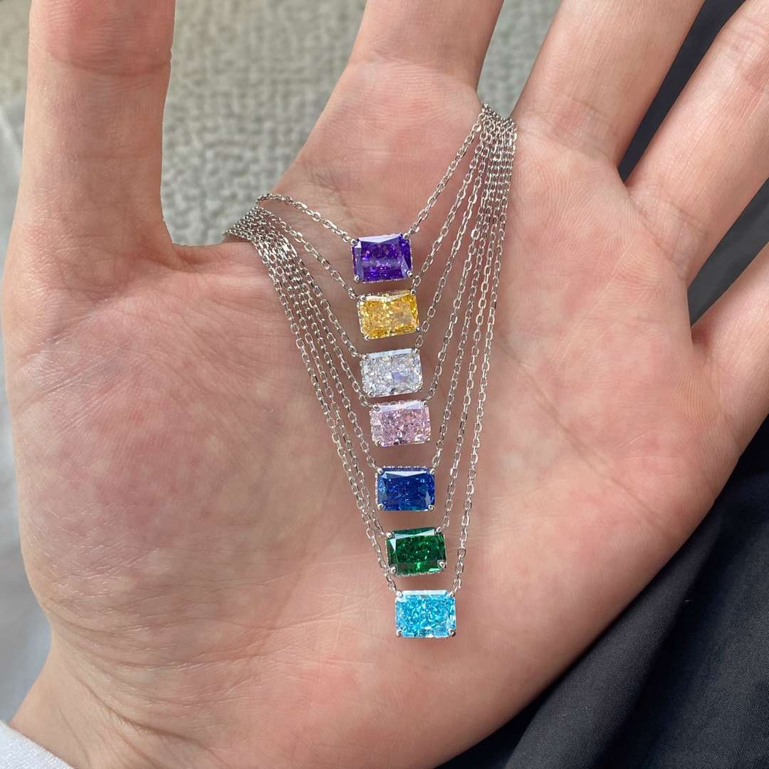 [Lumi Jewelry]Luxurious Square Shape Colorful Necalack