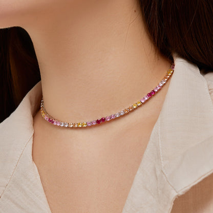[Lumi Jewelry]Delicate Colorful Tennis Necklace