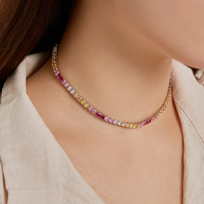 [Lumi Jewelry]Delicate Colorful Tennis Necklace