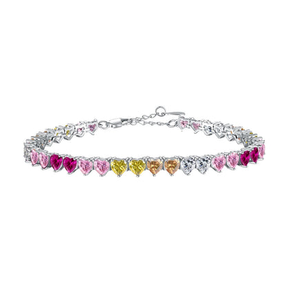 [Lumi Jewelry]Luxurious Colorful Romantic Heart Shape Lover Bracelet