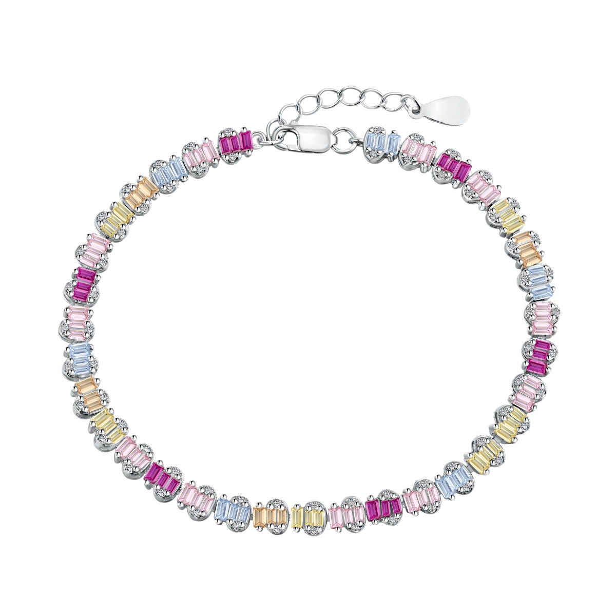 [Lumi Jewelry]Delicate Colorful Emerald Cut Party Bracelet