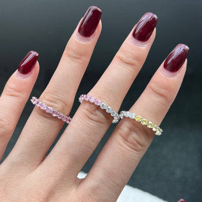 [Lumi Jewelry]Sparkling Round Cut Tennis Ring
