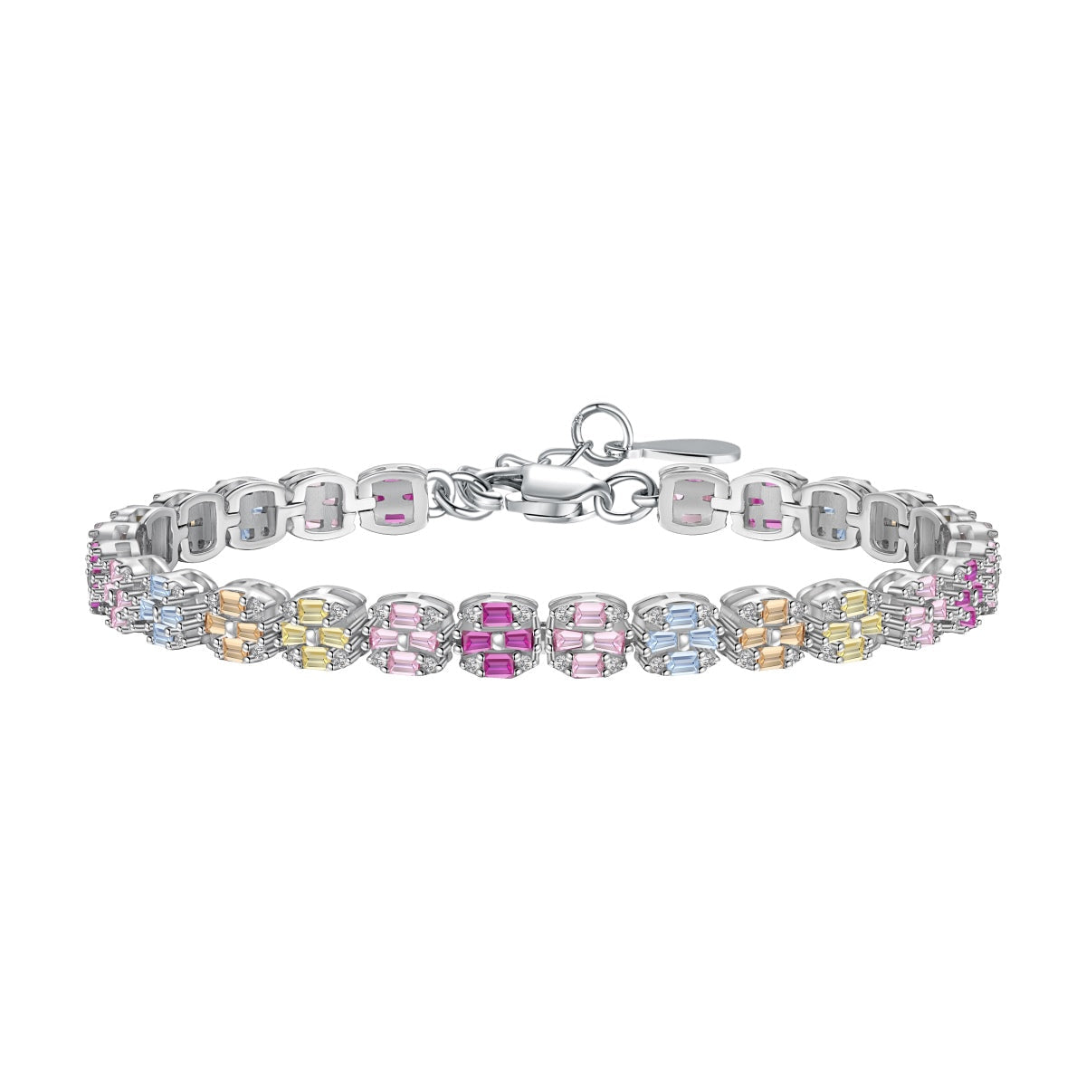 [Lumi Jewelry]Delicate Colorful Emerald Cut Daily Bracelet