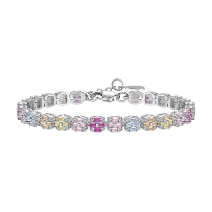 [Lumi Jewelry]Delicate Colorful Emerald Cut Daily Bracelet
