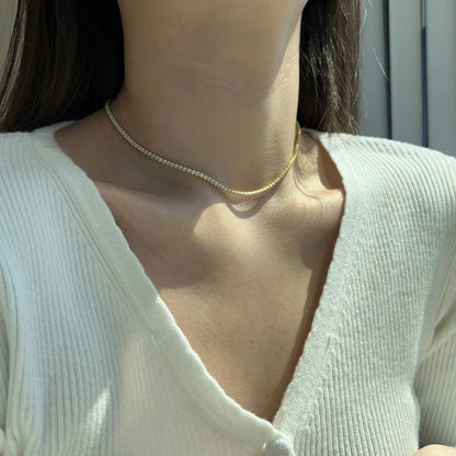 [Lumi Jewelry]Delicate Round Shape Tennis Necklace
