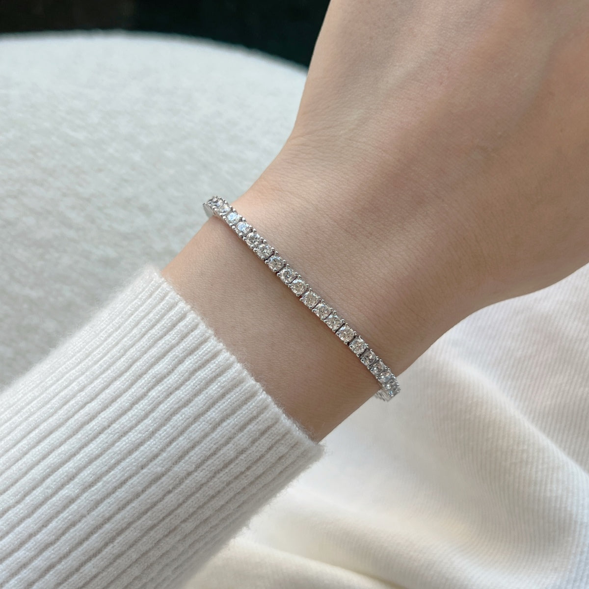 [Lumi Jewelry]Dainty Charming Round Cut Tennis Bracelet