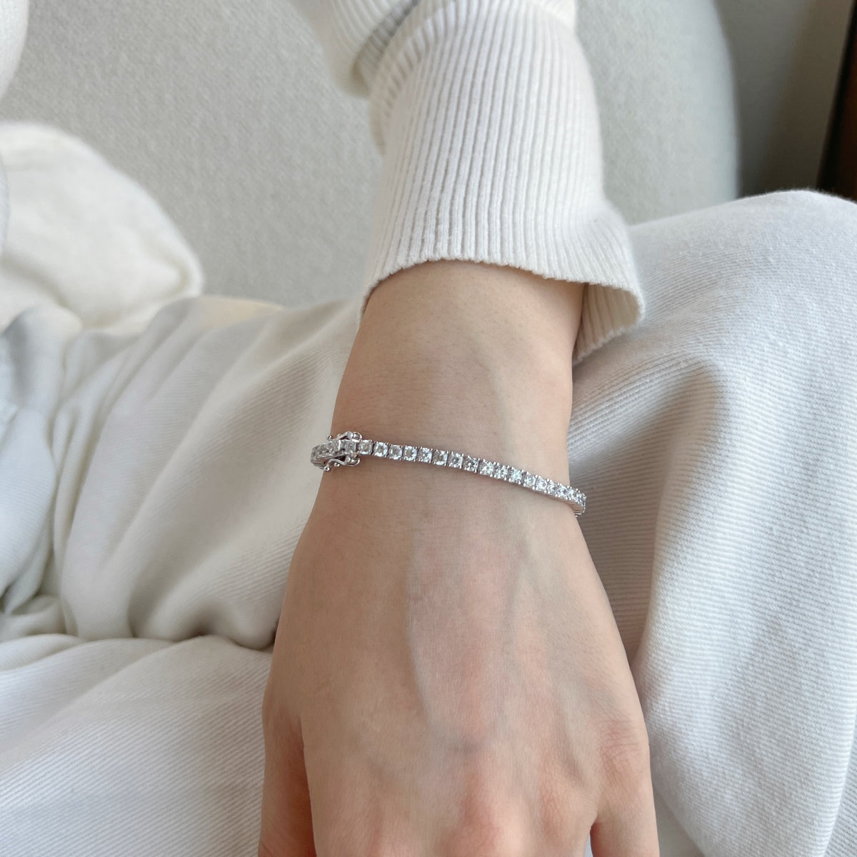 [Lumi Jewelry]Dainty Charming Round Cut Tennis Bracelet