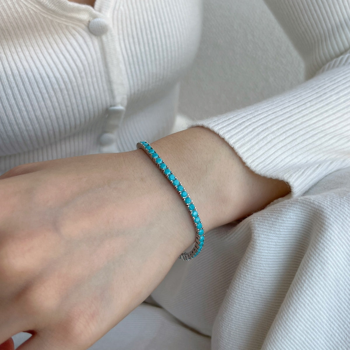 [Lumi Jewelry]Dainty Charming Round Cut Tennis Bracelet