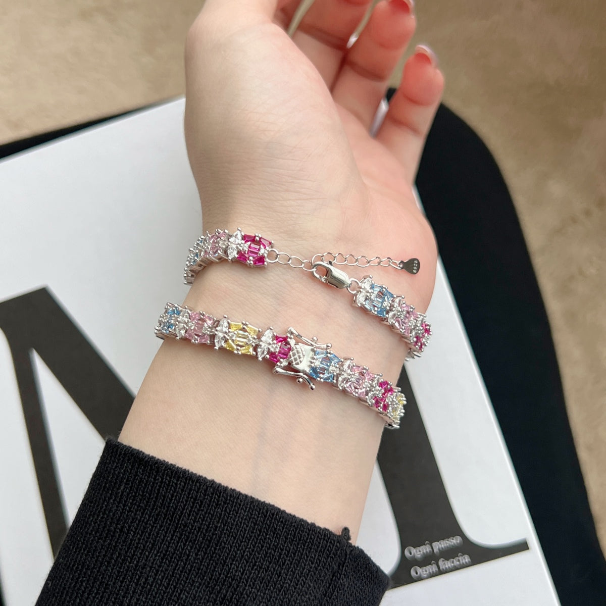 [Lumi Jewelry]Delicate Colorful Multi Cut Party Bracelet
