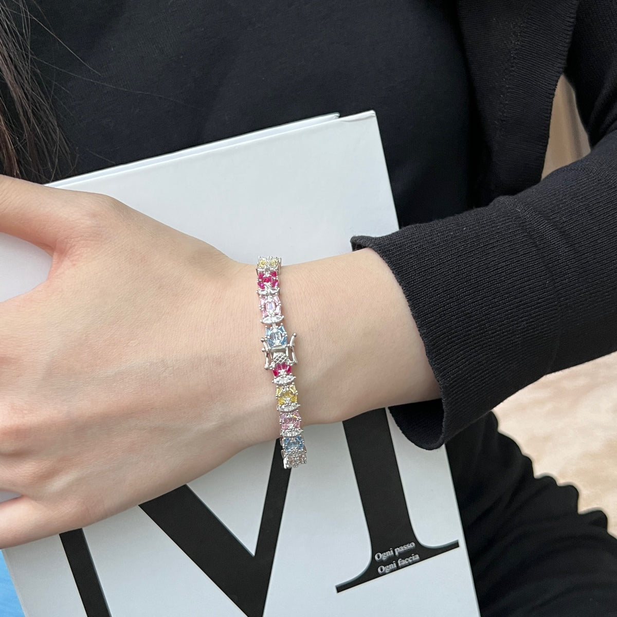 [Lumi Jewelry]Delicate Colorful Multi Cut Party Bracelet