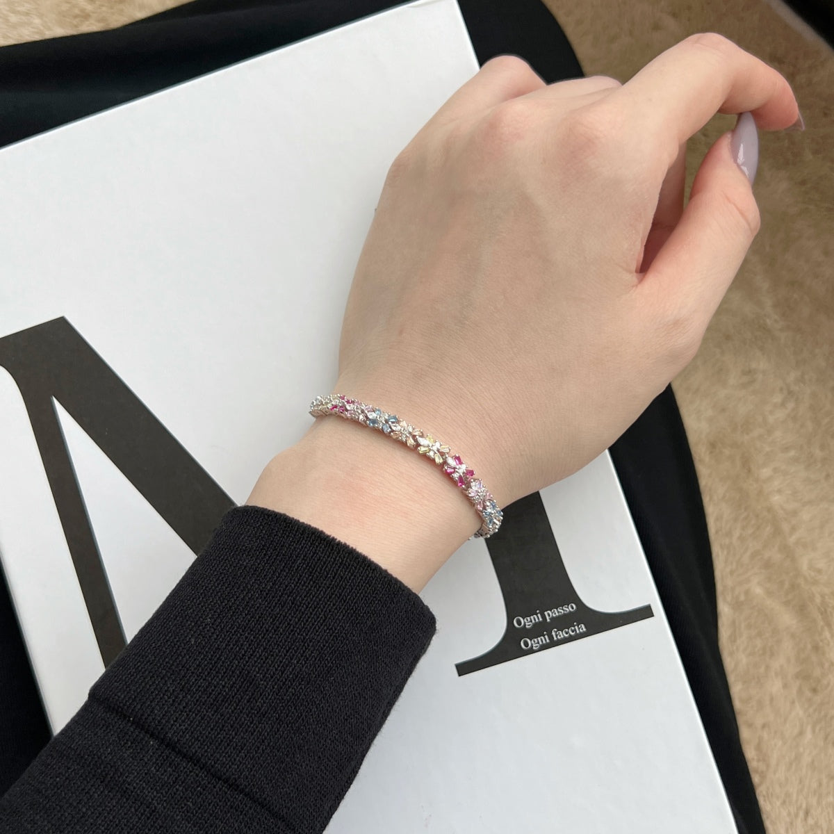 [Lumi Jewelry]Radiant Colorful Emerald Cut Party Bracelet