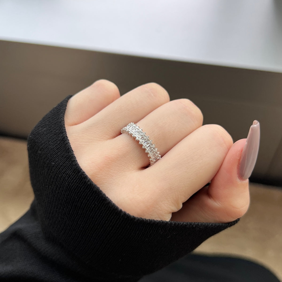 [Lumi Jewelry]Splashy Ornate Emerald Cut Cocktail Ring