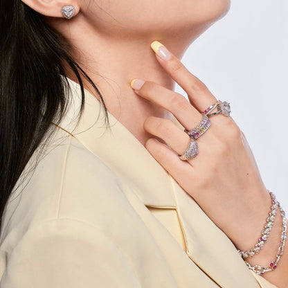 [Lumi Jewelry]Delicate Ebullient Heart Shape Wedding Ring