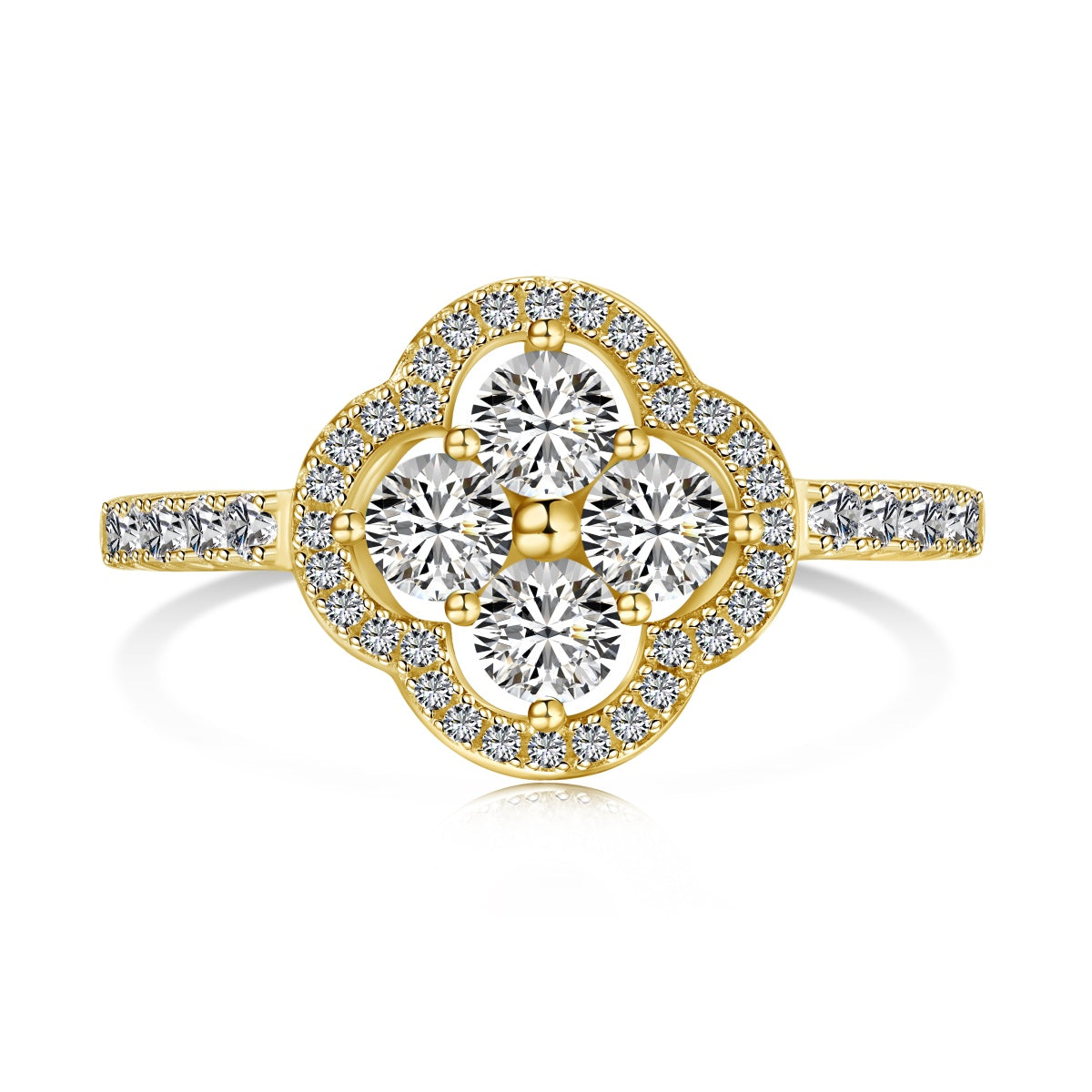[Lumi Jewelry]Four Leaf Clover Flower Design Ring