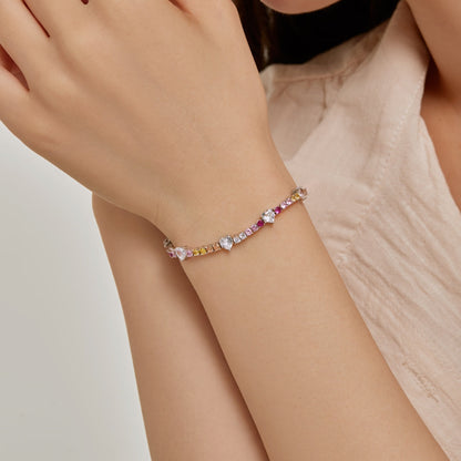 [Lumi Jewelry]Romantic Heart Shape Round Cut Lover Bracelet