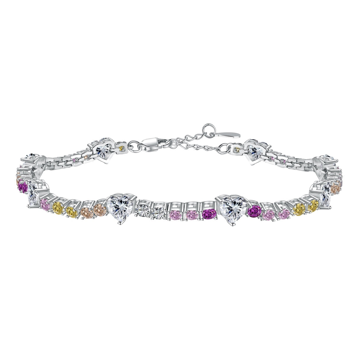 [Lumi Jewelry]Romantic Heart Shape Round Cut Lover Bracelet