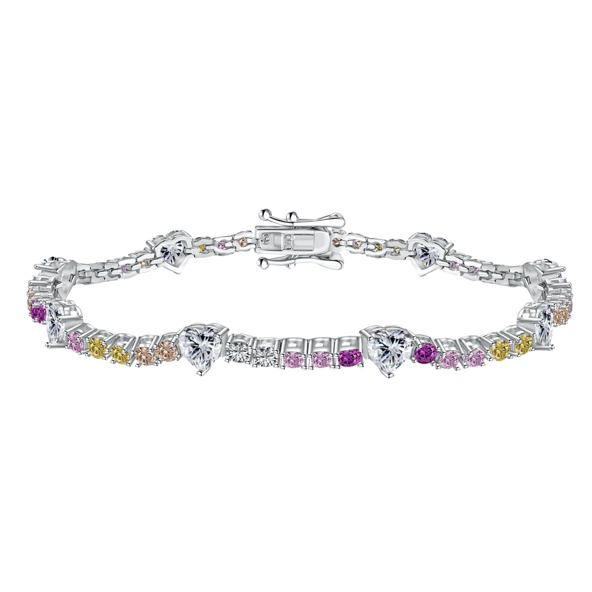 [Lumi Jewelry]Romantic Heart Shape Round Cut Lover Bracelet