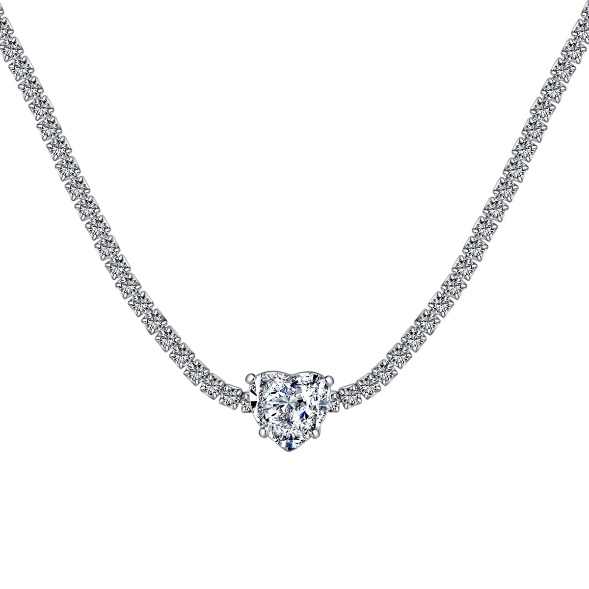 [Lumi Jewelry]2.0 Carat Sparkling Tennis Heart Cut Necklace
