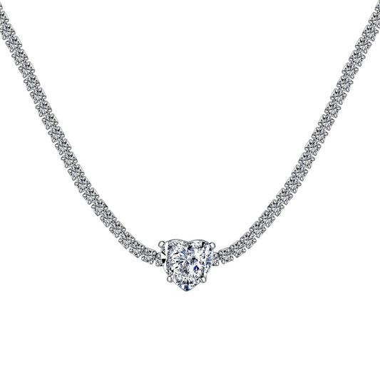 [Lumi Jewelry]2.0 Carat Sparkling Tennis Heart Cut Necklace
